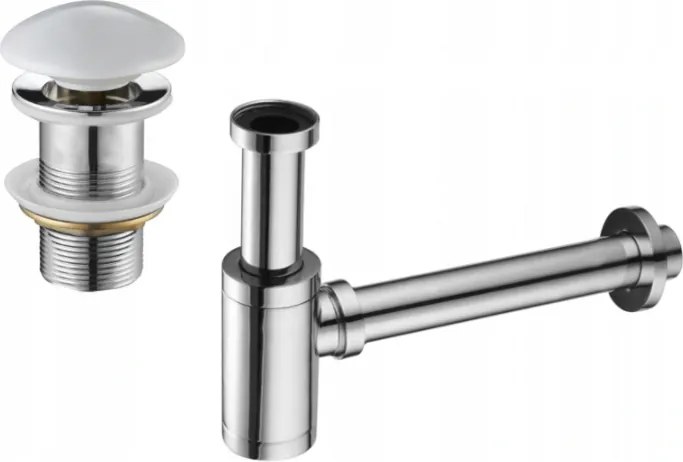 Mexen ronde wastafel semi-sifon met keramische klik-klak plug, zonder overloop, chroom/wit - 7991050-02