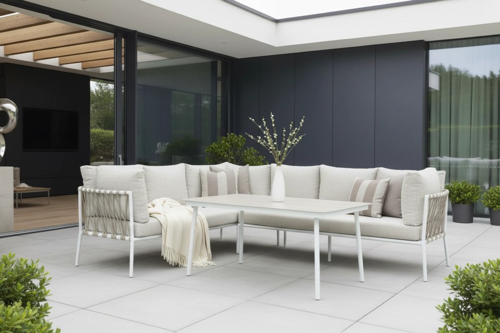 Dining Loungeset 7 personen Aluminium/rope Wit  Lifestyle Garden Furniture Cordani