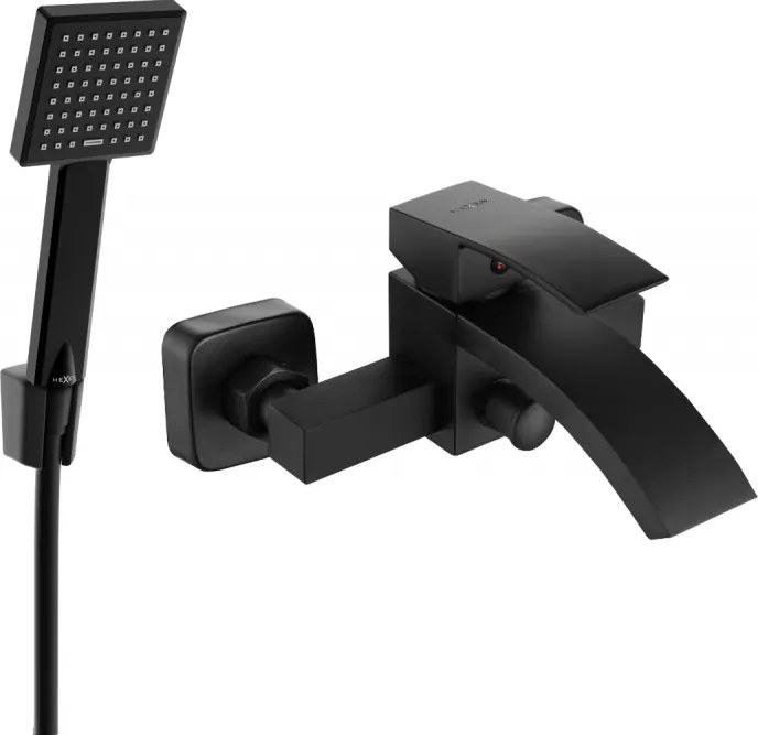 Mexen Libra R45 badkraan met douche set, zwart - 74513R45-70