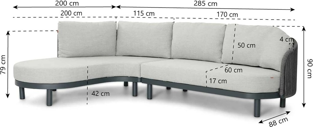 Hoek loungeset 5 personen Rope Grijs  Santika Furniture Santika