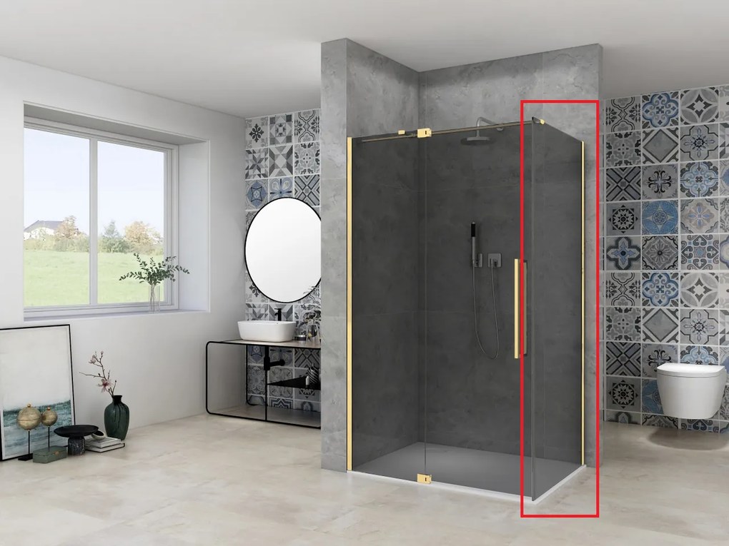 Van Rijn ST08 zijwand met rook glas 90x200cm messing