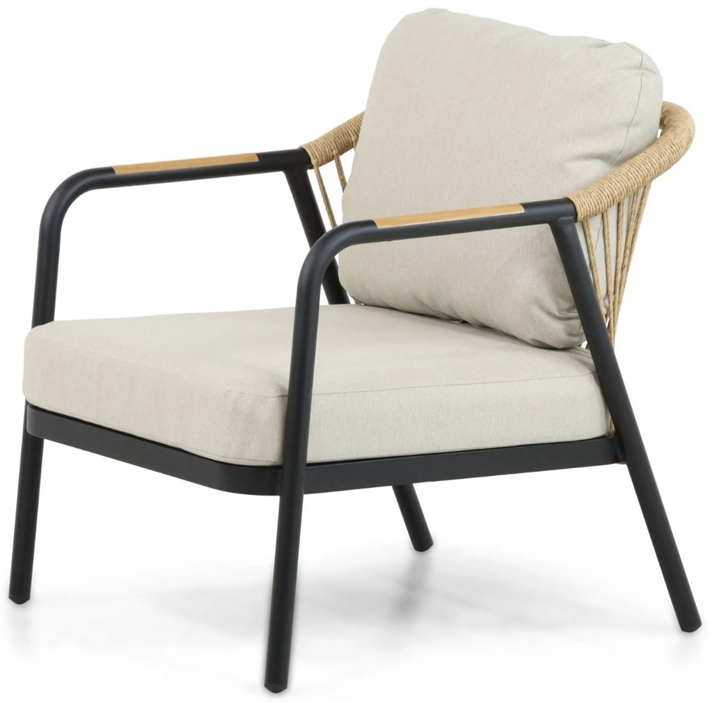 Stoel en Bank Loungeset 5 personen Aluminium/wicker Zwart Hartman Nice