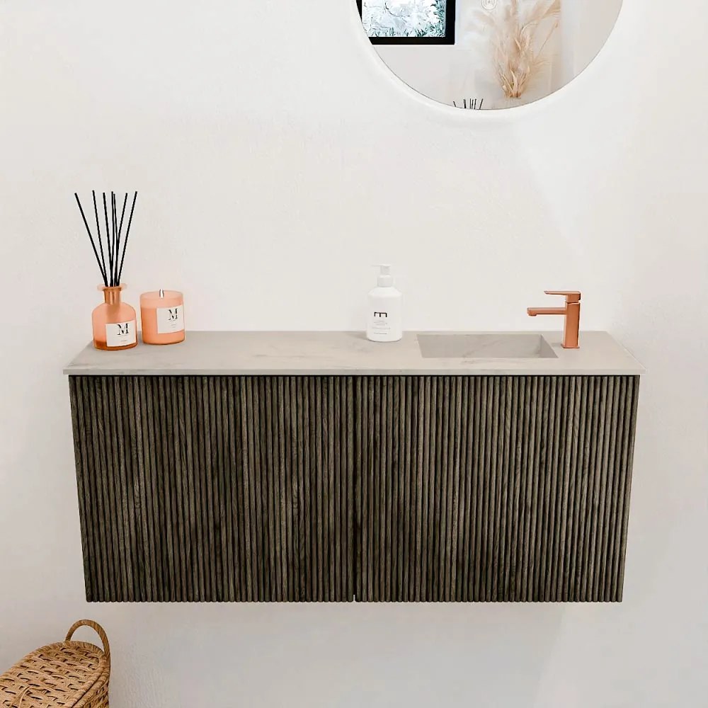 Mondiaz Joya DLux 90cm toiletmeubel shadow met wastafel faye rechts 1 kraangat opalo