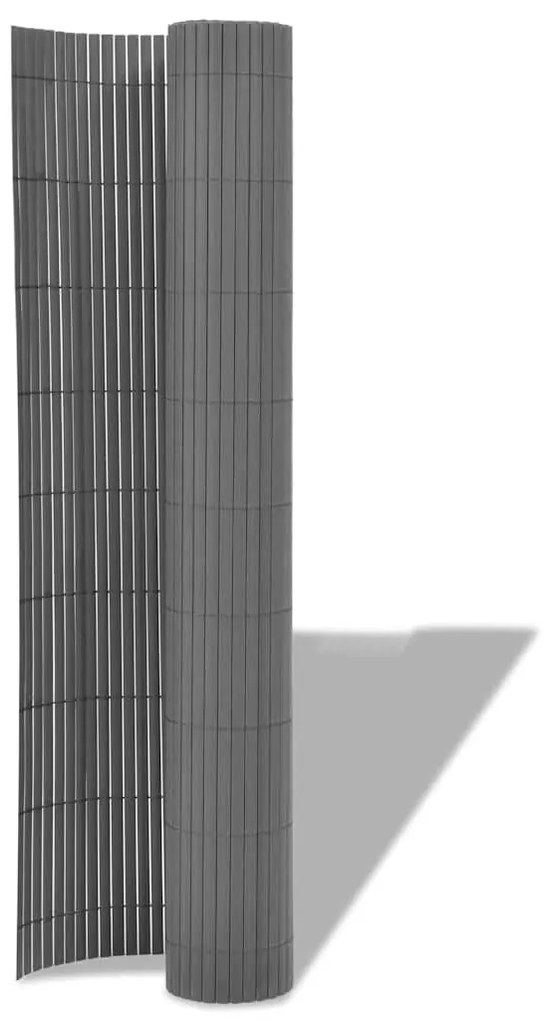 vidaXL Tuinafscheiding dubbelzijdig 90x300 cm PVC grijs