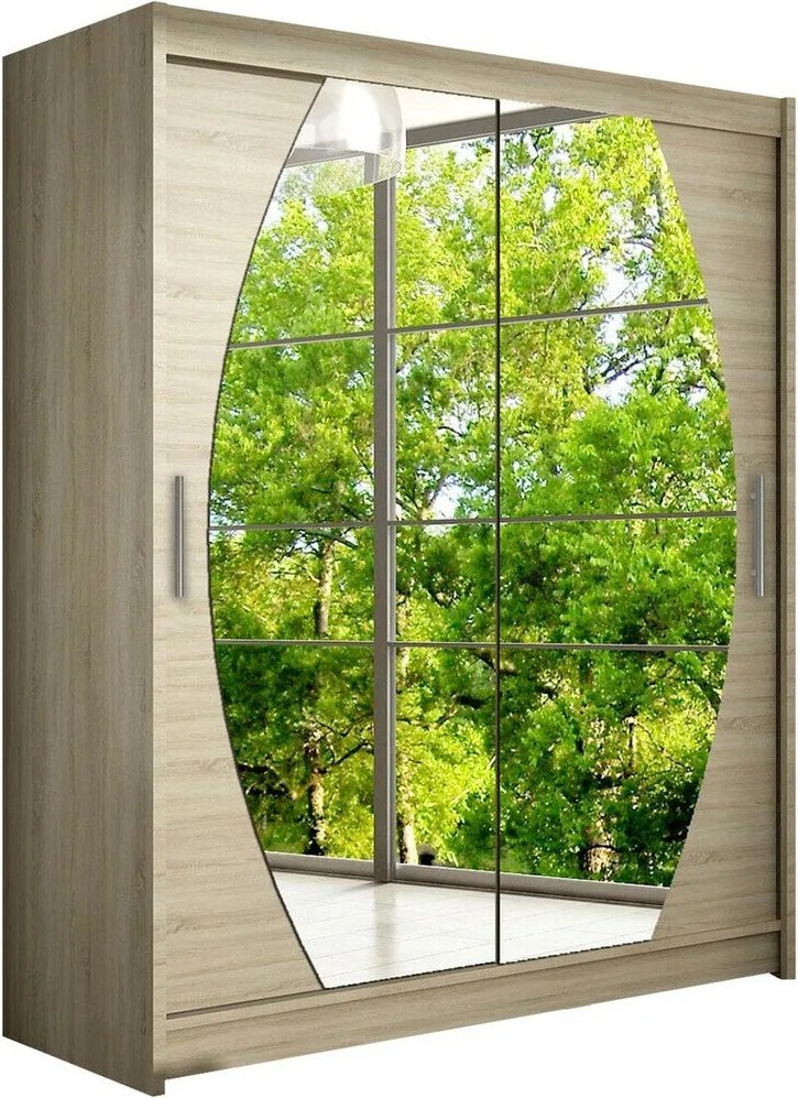 Kledingkast Closico Camera VIII, Sonoma eik, 200x150x58cm, 129 kg, Kledingkast deuren: Schuivend, Aantal planken: 5, Aantal planken: 5