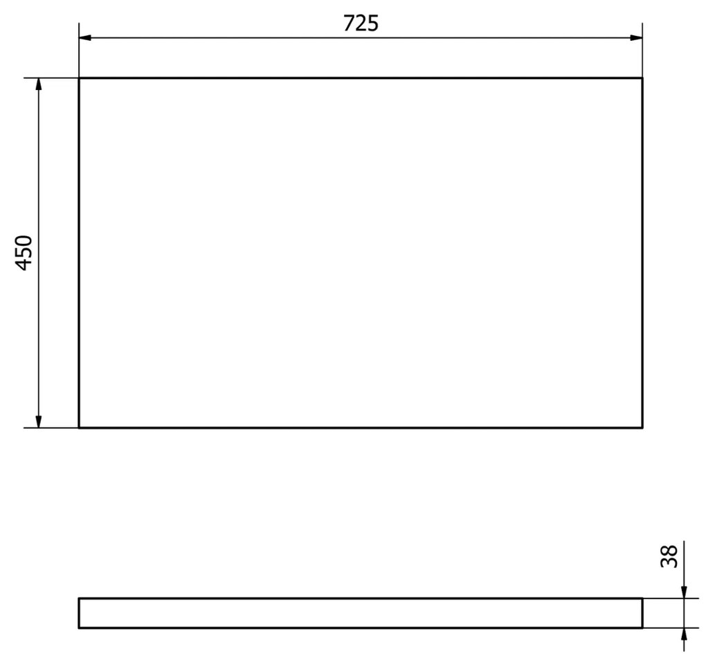 Aqualine Vega wastafelplank 72.5x45cm eiken