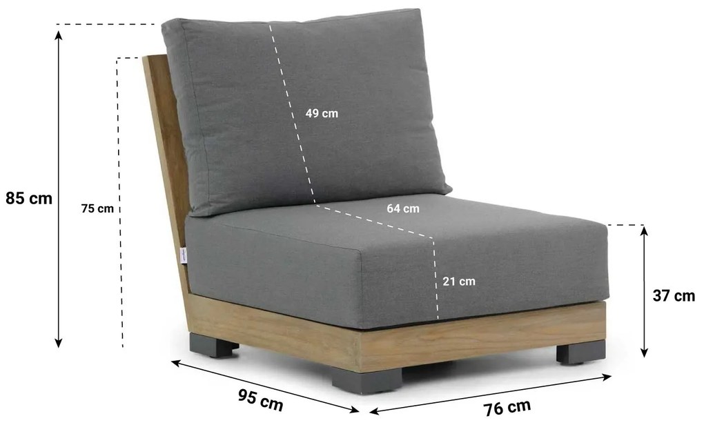 Lifestyle Garden Furniture Hilton Midden Module Teak Old Teak Greywash