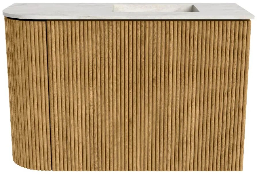 Mondiaz Joya DLux 60cm toiletmeubel ronding links oak met wastafel faye rechts 1 kraangat ostra