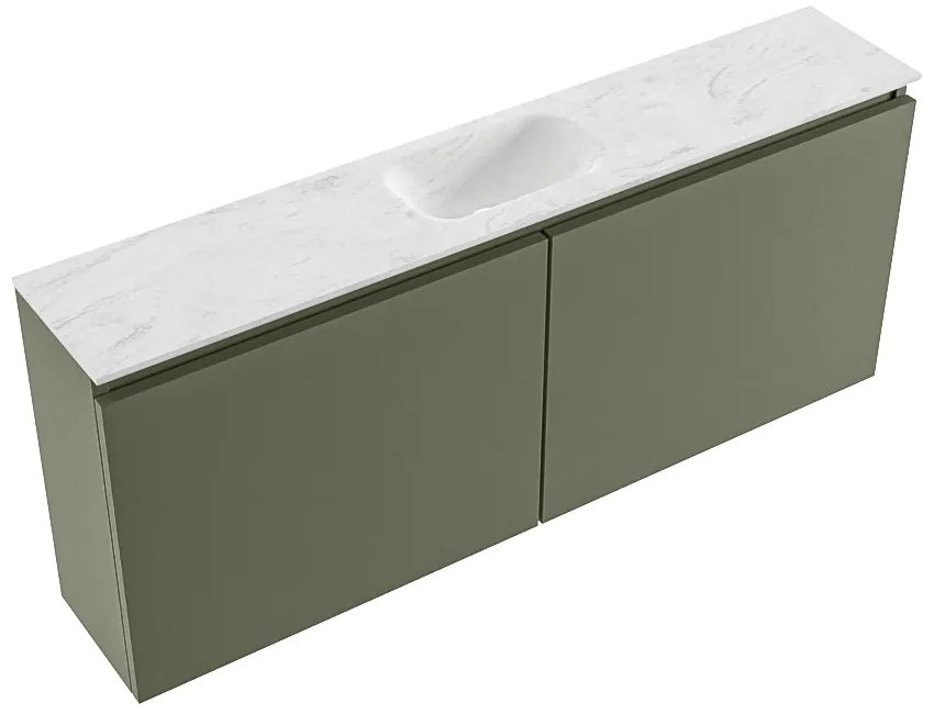 Mondiaz Ture DLux toiletmeubel 120cm army met wastafel opalo midden zonder kraangat