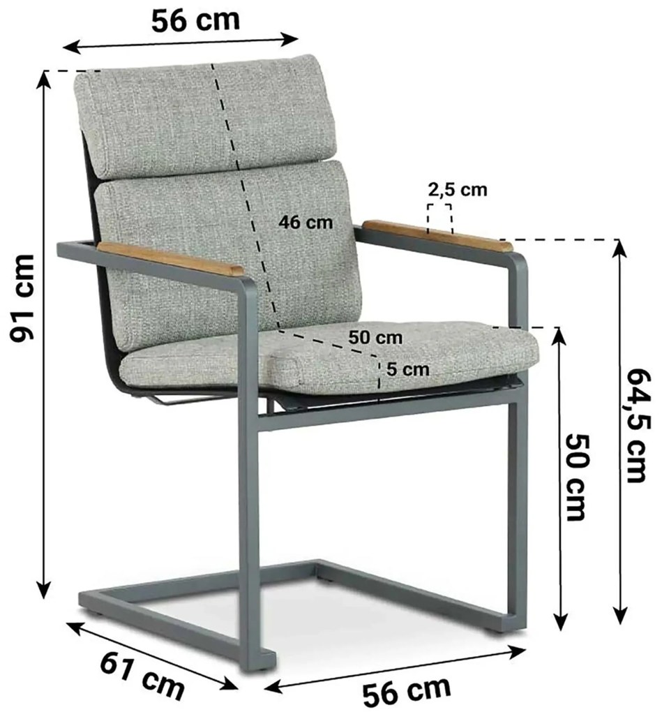 Tuinstoel Aluminium/teak Grijs-antraciet Osmen Orso