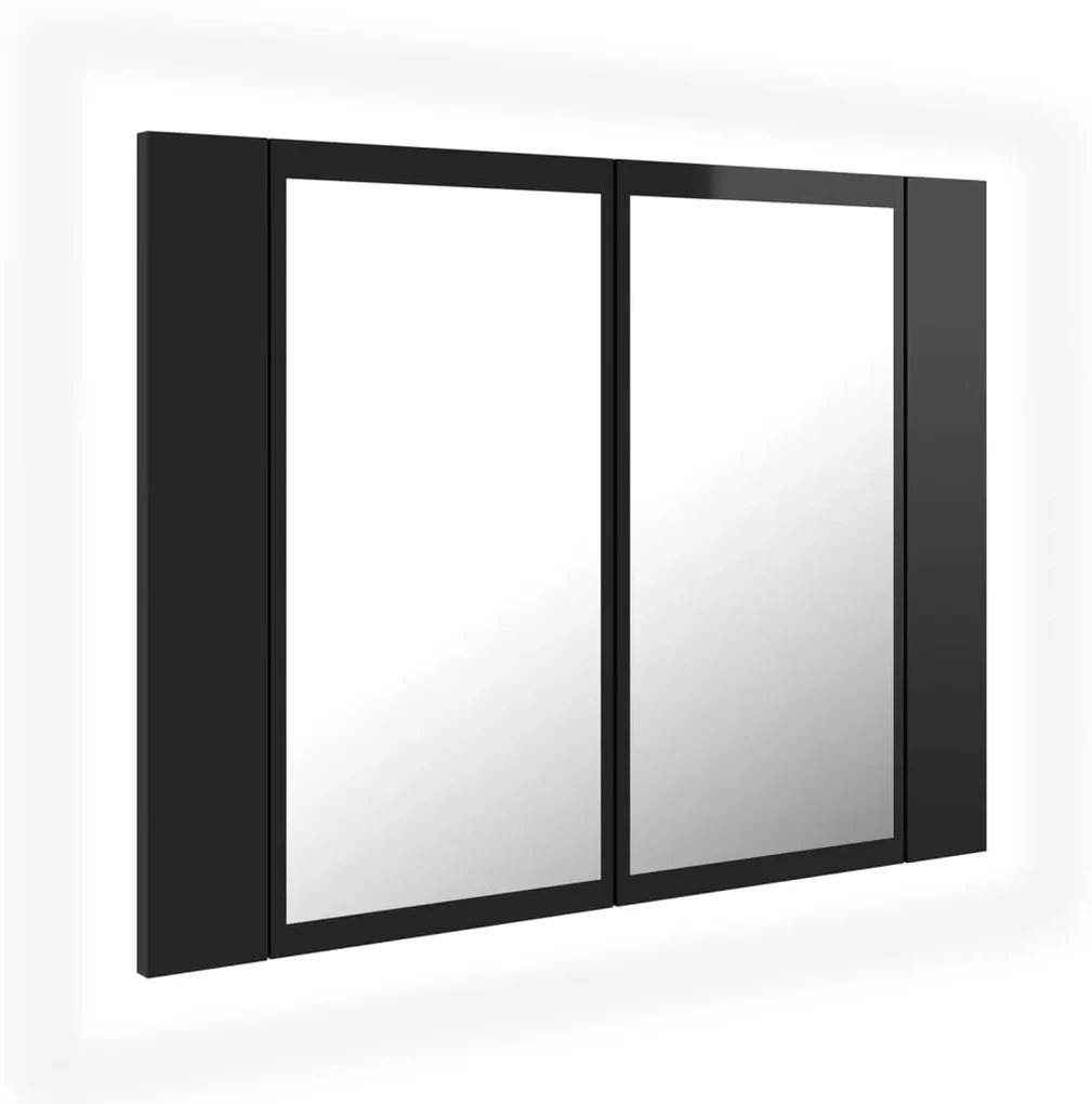 vidaXL Badkamerkast met spiegel en LED 60x12x45 cm hoogglans zwart
