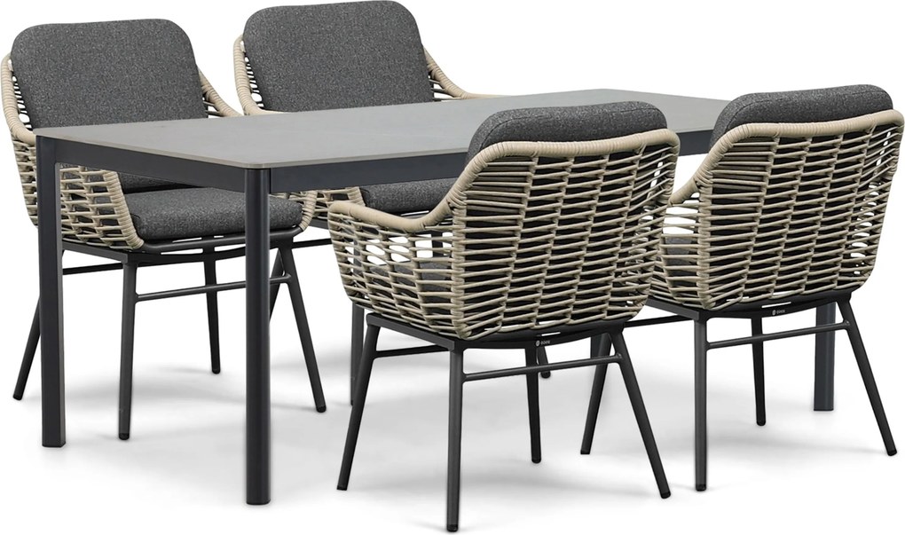 Tuinset 4 personen 180 cm Rope Grijs Coco Antoni/Como