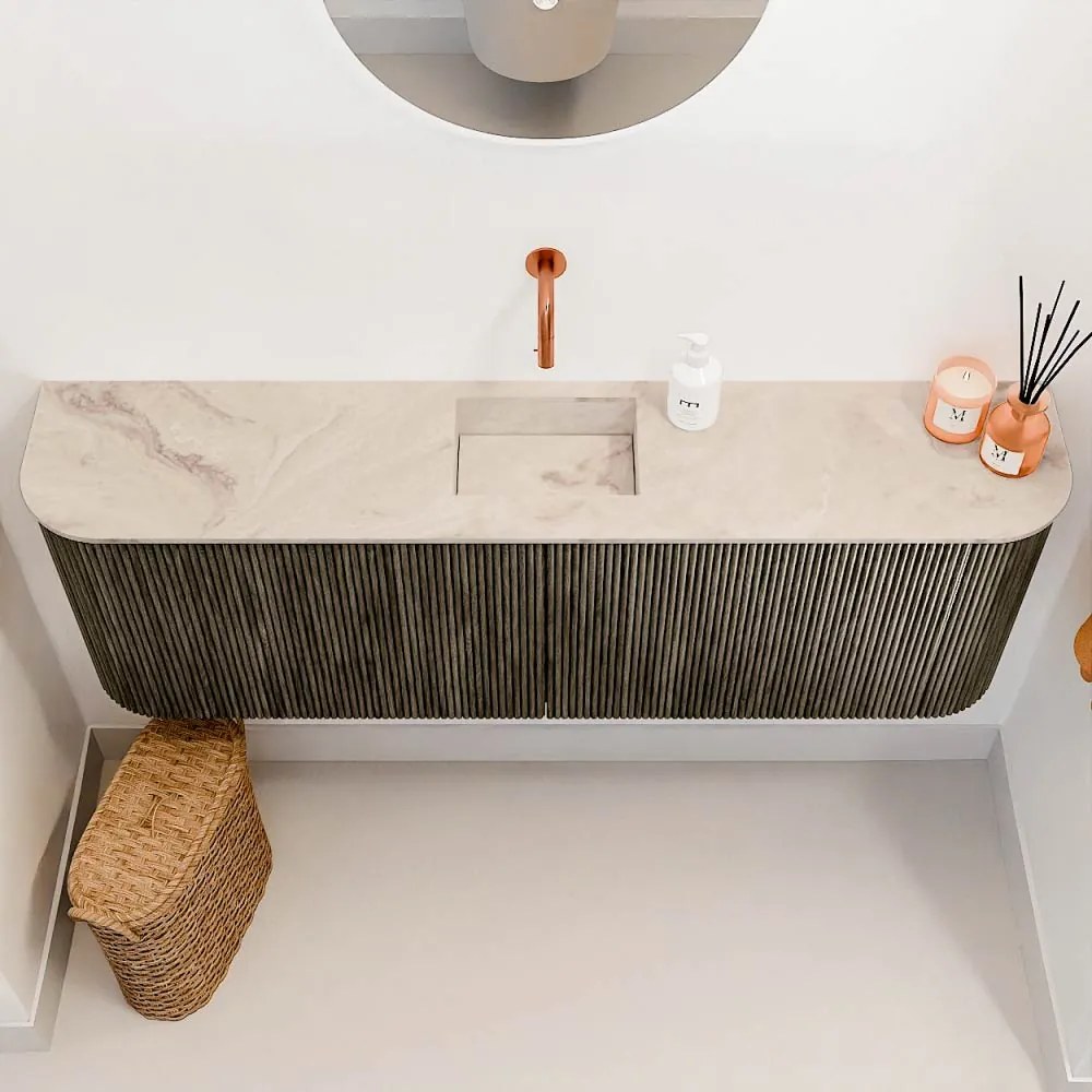 Mondiaz Joya DLux 125cm toiletmeubel ronding links/rechts shadow met wastafel faye midden zonder kraangat frappe