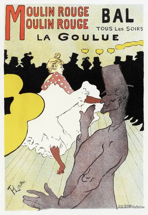 Kunstreproductie Poster for Moulin Rouge and La Goulue, Henri de Toulouse-Lautrec