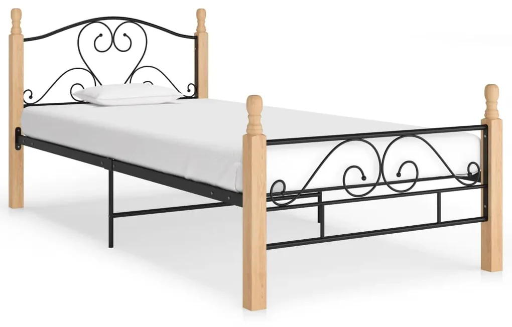 vidaXL Bedframe metaal zwart 100x200 cm