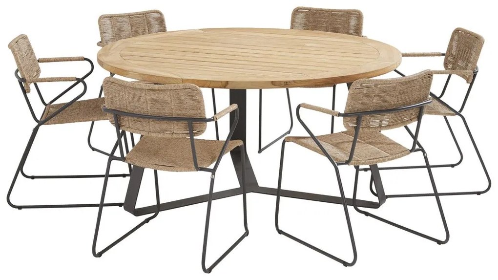 Taste by 4 Seasons Swing eetset naturel met Basso tafel Ø 160 cm * SALE *  Tuinset    beige weerbestendig