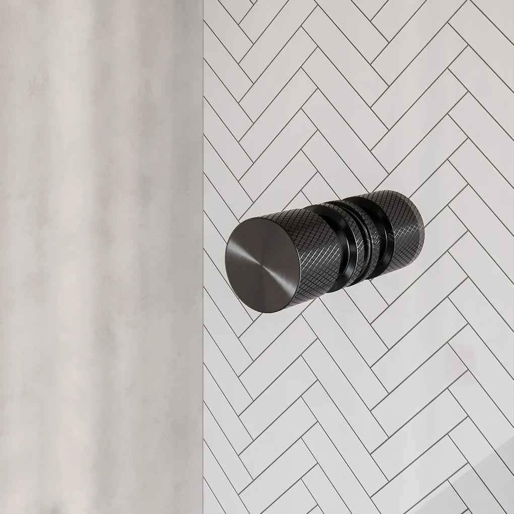 Brauer Void Carving profielloze nisdeur 140cm met draaideur 70cm aan muur gunmetal geborsteld PVD