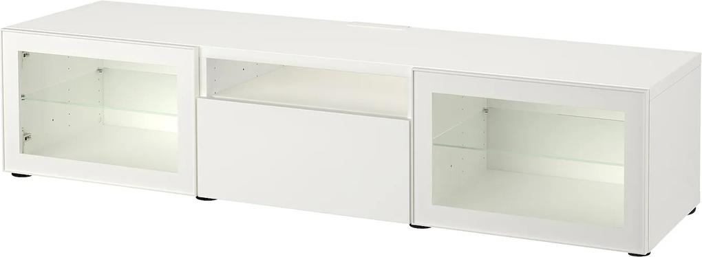 IKEA BESTÅ Tv-meubel Wit/selsviken hoogglans/wit helder glas Wit/selsviken hoogglans/wit helder glas - lKEA