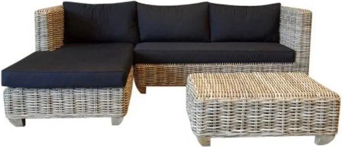 Showroommodel Toronto chaise longue loungeset rechts 3-delig naturel rotan