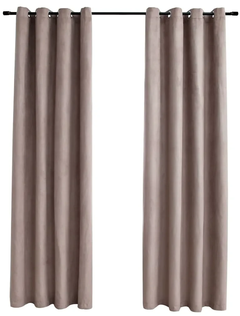 vidaXL Gordijn verduisterend met metalen ringen 2 st 140x245 cm taupe