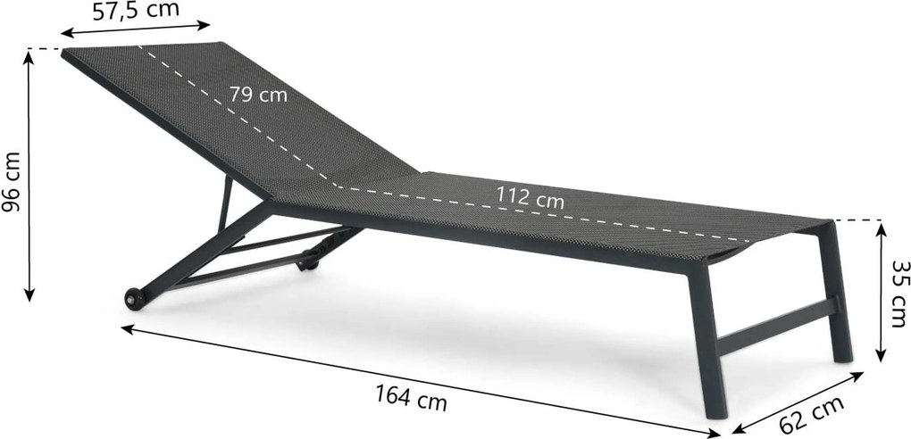 Lifestyle Garden Furniture Lento Ligbed Verstelbaar Textileen Grijs