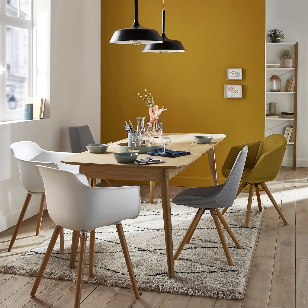 Uitschuifbare eettafel, eikenfineer, 4 tot 10 personen, BIFACE