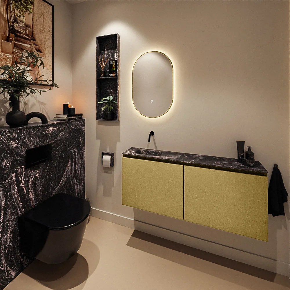 Mondiaz Ture DLux toiletmeubel 120cm oro met wastafel lava links zonder kraangat