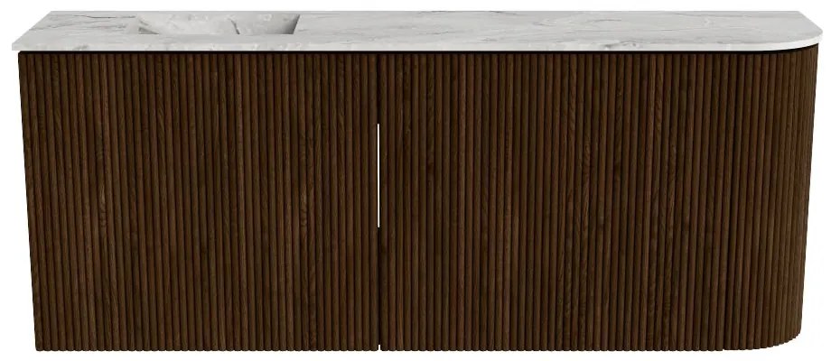 Mondiaz Joya DLux 100cm toiletmeubel ronding rechts walnut met wastafel faye links zonder kraangat glace