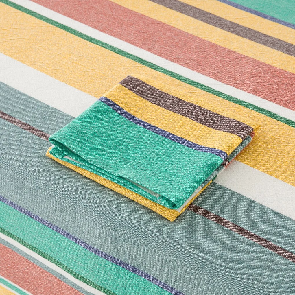 Tafelkleed met strepen van gewassen geweven katoen Antika