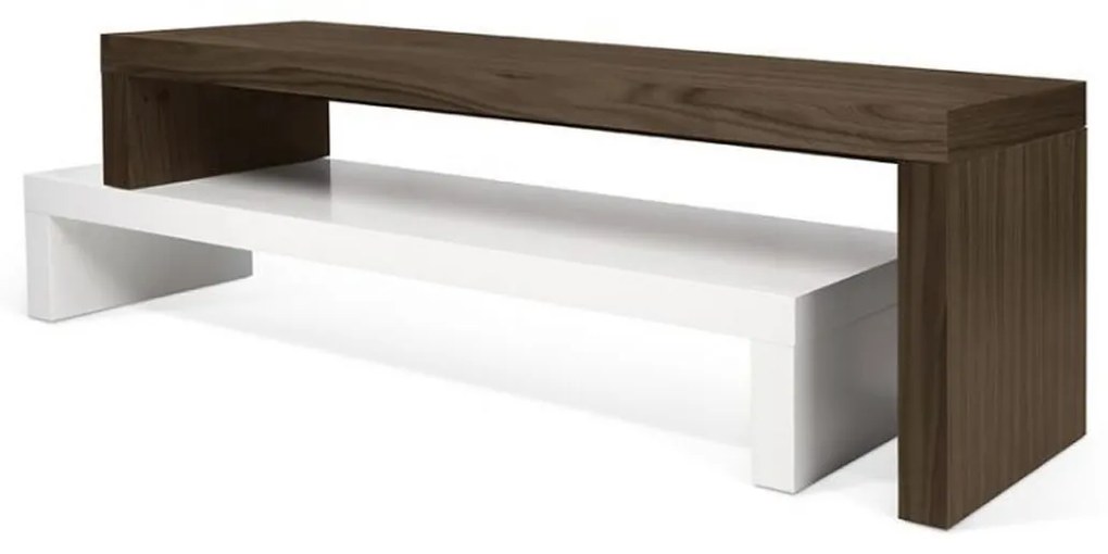 TemaHome Cliff Verstelbaar Tv-meubel Wit Met Walnoot - 125x38x20cm.