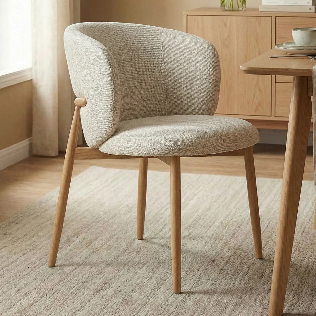 Eiken Eetkamerstoel Met Ronde Rug Creme