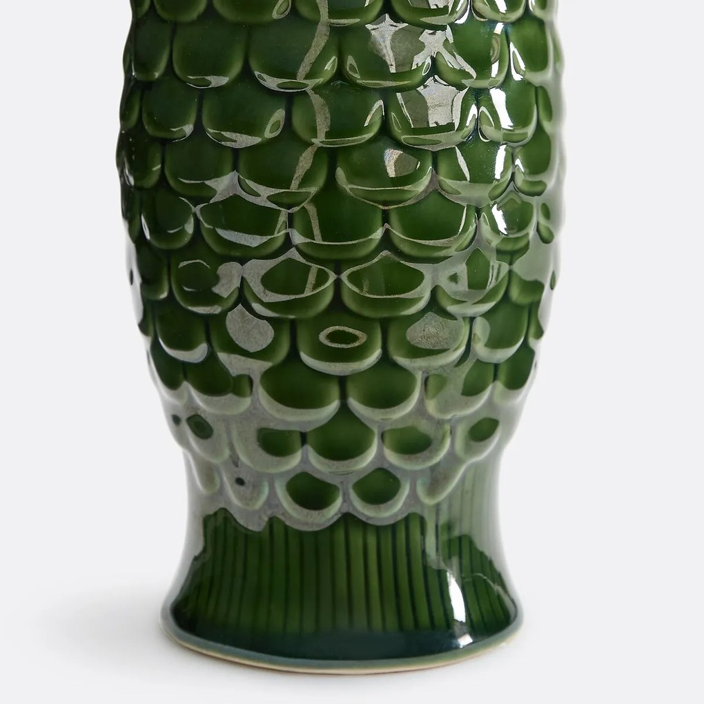 Vaas van reliëfkeramiek, vis, 22,2 cm hoog, NÉMÉO