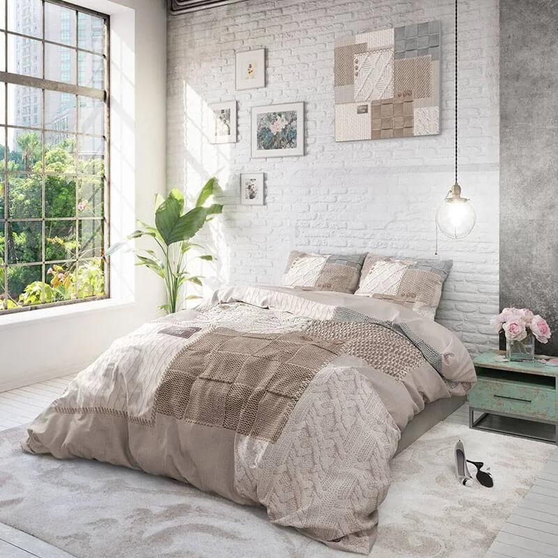 DreamHouse Bedding Knitted Home - Taupe 2-persoons (200 x 220 cm + 2 kussenslopen) Dekbedovertrek