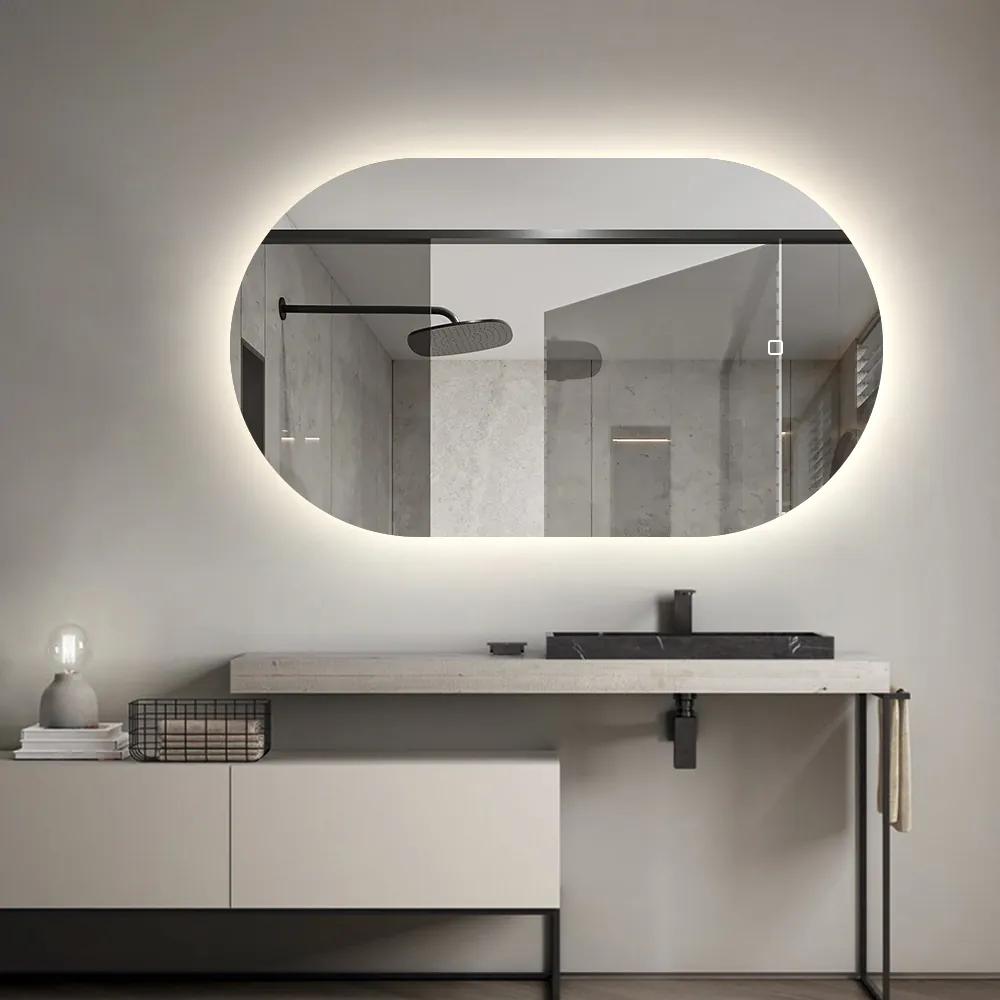 Saniclear Parma ovale spiegel met LED-verlichting en spiegelverwarming 100x50cm