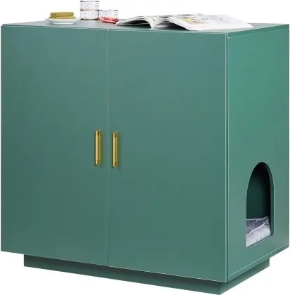 VEVOR Kattenkast, 800x500x790 mm Kattenbakkast, Houten Kattencommode met Ventilatiegaten, Kattenhuismeubel met Dubbele Deur, Bijzettafel, Past Op De Meeste Kattenbakken