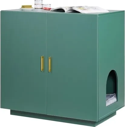 VEVOR Kattenbakmeubel Voor 2 Katten – Verborgen Toilet Met Tweepersoonskamers, Hout, Past Op De Meeste Kattenbakken, 120×48×47 Cm, Wit