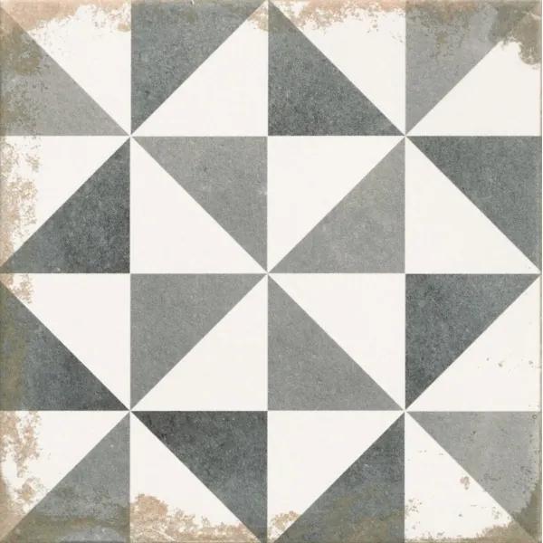 Realonda Cerámica Vloer- en wandtegel Antique Triangle 33,3x33,3 cm Vintage look Verouderd Zwart/wit SW07310795-1