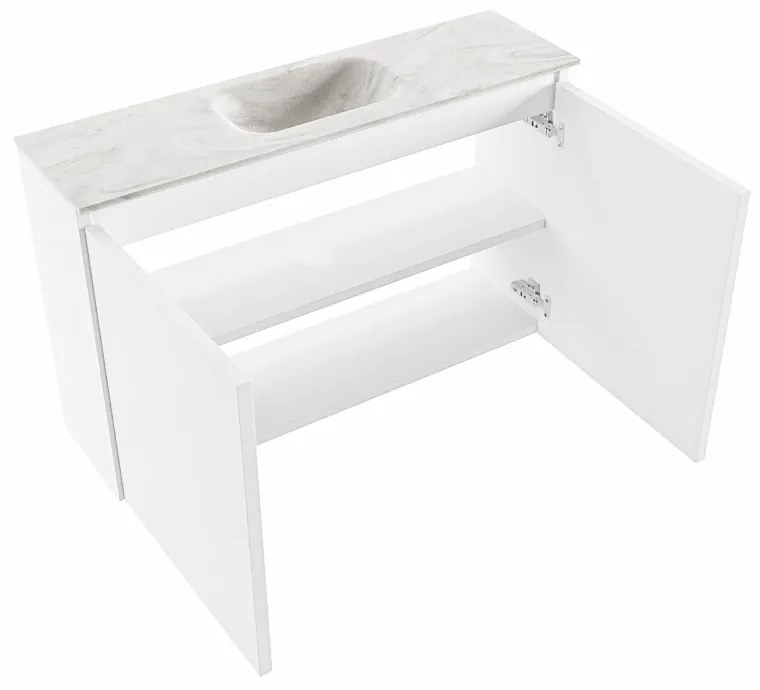 Mondiaz Ture DLux toiletmeubel 80cm talc met wastafel ostra midden zonder kraangat