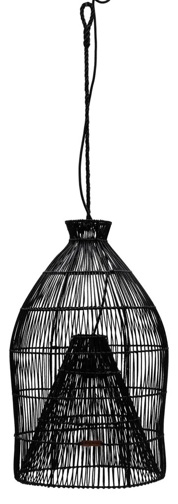 Rivièra Maison - Rustic Rattan Fishing Basket Hanging Lamp - Kleur: zwart