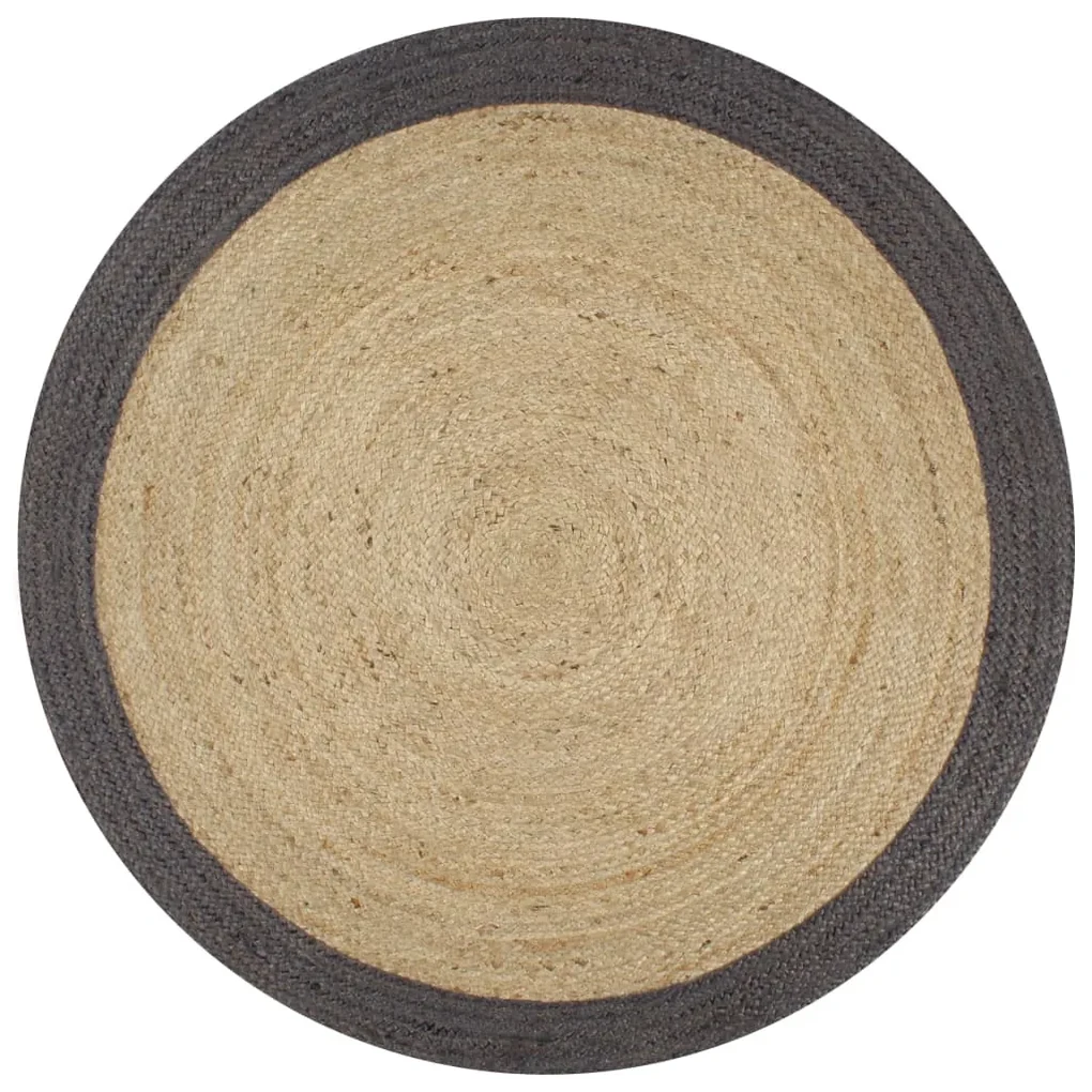 vidaXL Vloerkleed handgemaakt met donkergrijze rand 150 cm jute