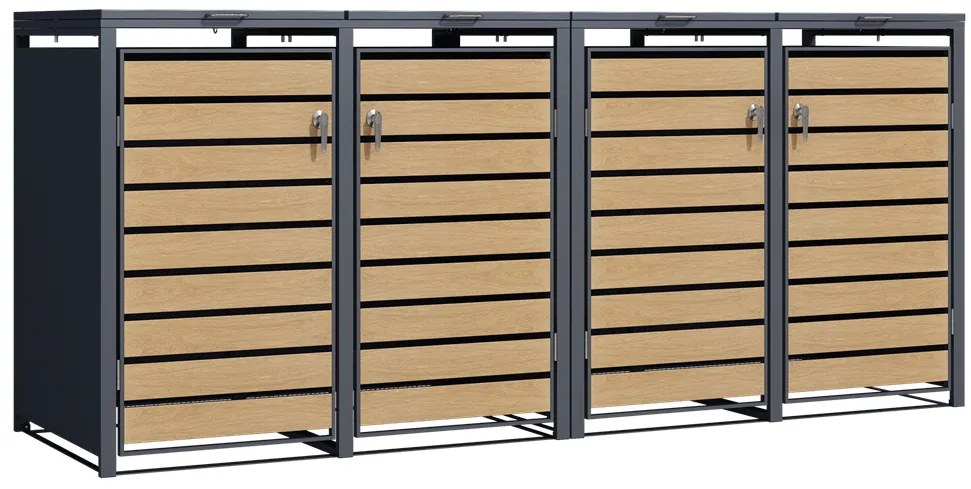 Overdekking voor 4 afvalbakken 120l of 240l Bremen CoverTech