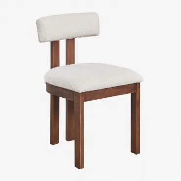 Set Van 4 Eetkamerstoelen In Bouclé Stof Argider Uit Witte Bouclé Stof - Sklum
