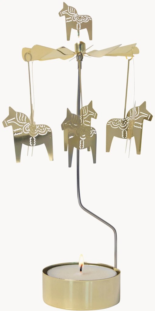 Kerst waxinelichthouder Dalahorse, draaibaar