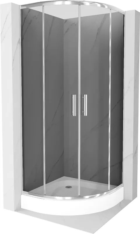 Mexen Rio halfronde douchecabine 70 x 70 cm, grafiet, chroom + Rio douchebak, wit - 863-070-070-01-40-4710