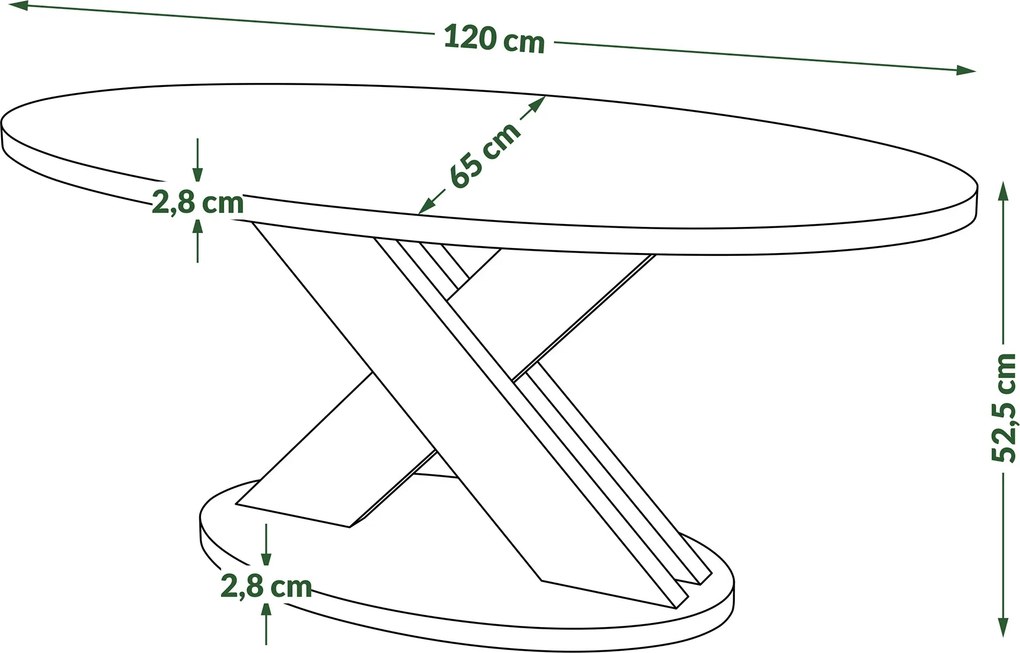 Mazzoni LOXA Artisan Eiken / Kasjmier - OVALE SALONTAFEL 120x65 cm