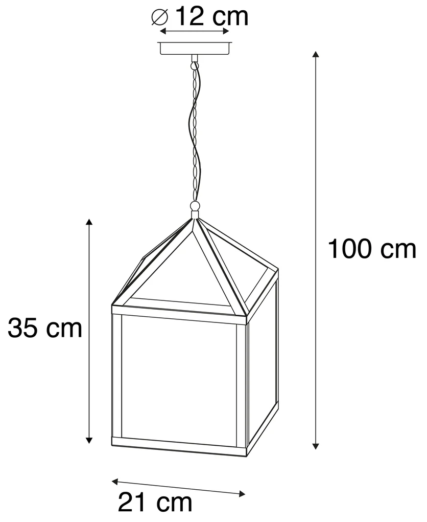 Industriële buiten hanglamp zwart IP23 - Amsterdam Modern, Landelijk E27 Buitenverlichting kubus / vierkant vierkant