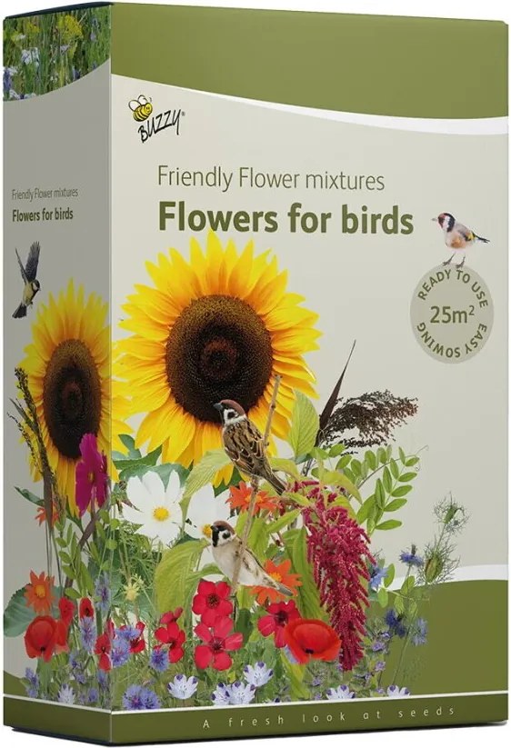 Buzzy seeds Friendly Flowers Strooidoos - Vogels - 25m²