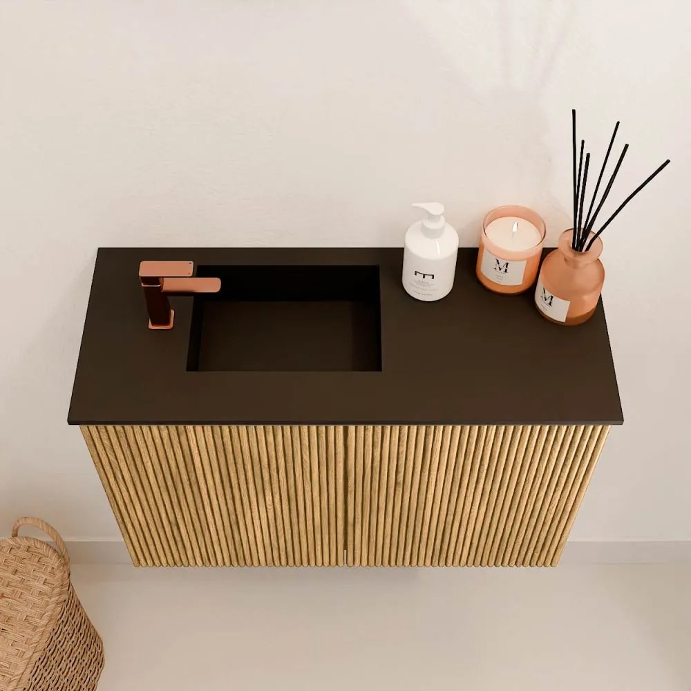 Mondiaz Joya 60cm toiletmeubel oak met wastafel faye links 1 kraangat urban