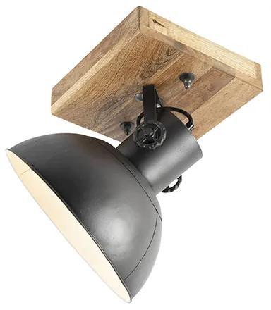 Industriële Spot / Opbouwspot / Plafondspot antraciet met mango hout 30 cm - Mangoes Industriele / Industrie / Industrial E27 rond Binnenverlichting Lamp