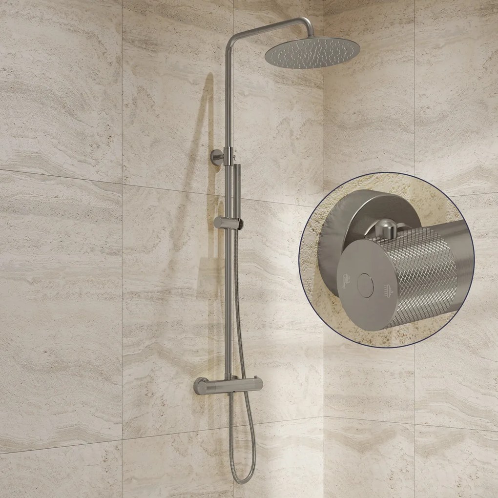 Saniclear Exclusive Curved opbouw regendouche RVS met 30cm hoofddouche